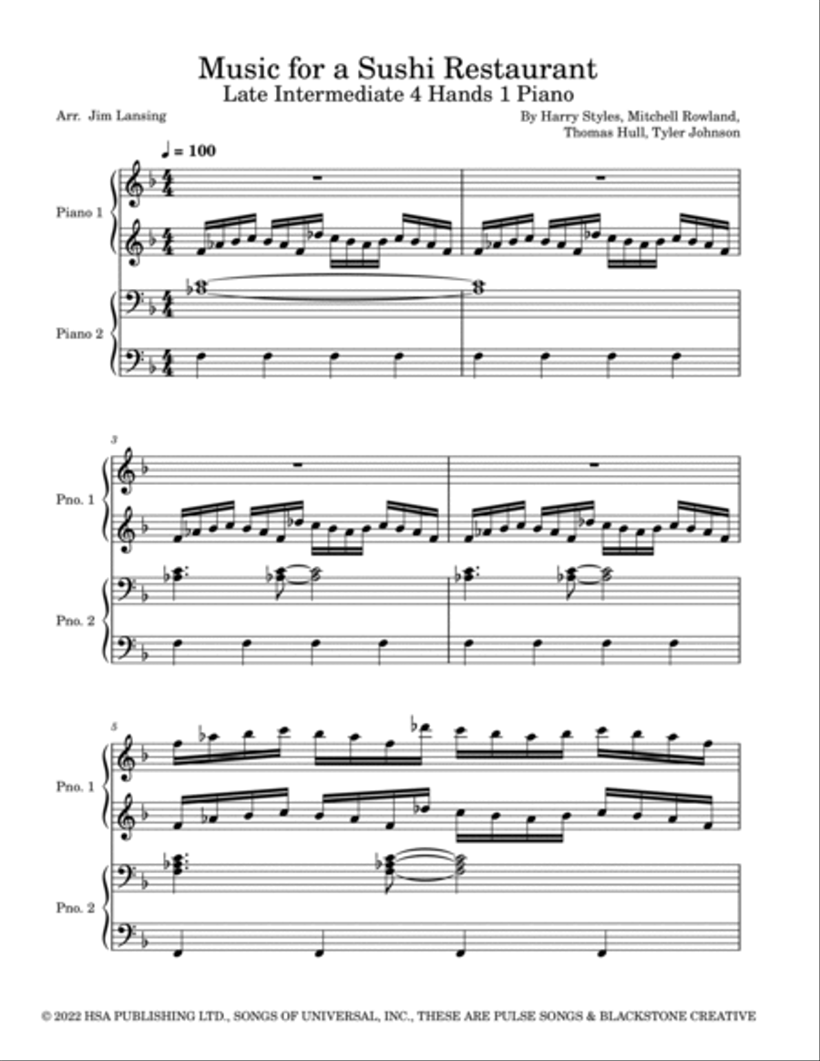 Music For A Sushi Restaurant Piano Method scores gallery preview page 2
