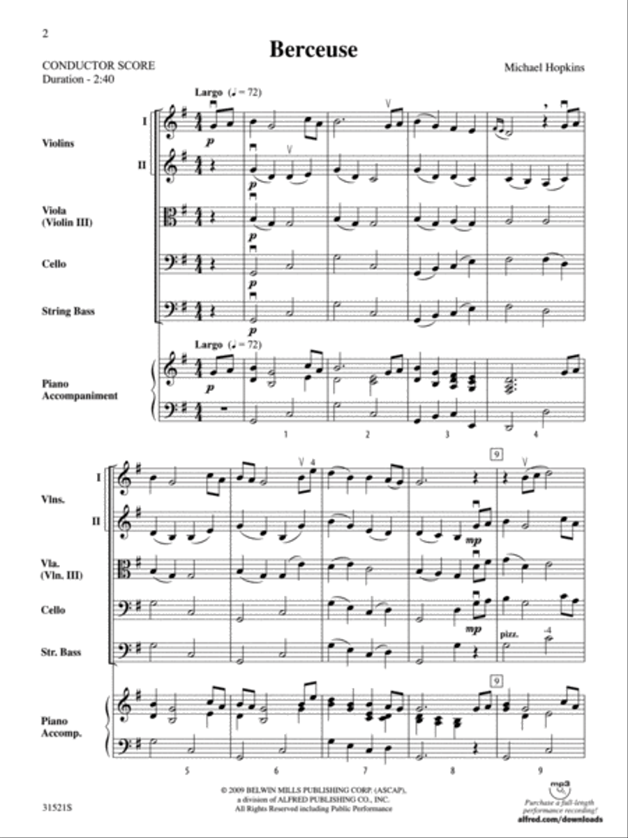 Berceuse Berceuse String Orchestra scores gallery preview page 2