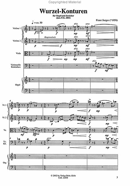 Wurzel-Konturen für Orgel und Streicher (2001)