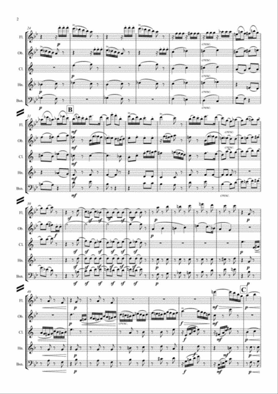 Tchaikovsky: Casse-Noisette:Nutcracker Suite Ouverture Miniature (Miniature Overture) - wind quintet Woodwind Quintet scores gallery preview page 2