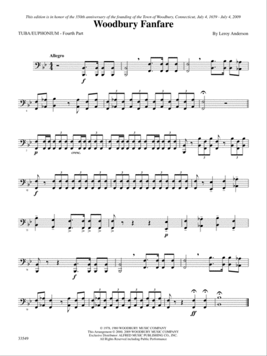 Woodbury Fanfare: Tuba Brass Quartet scores gallery preview page 1