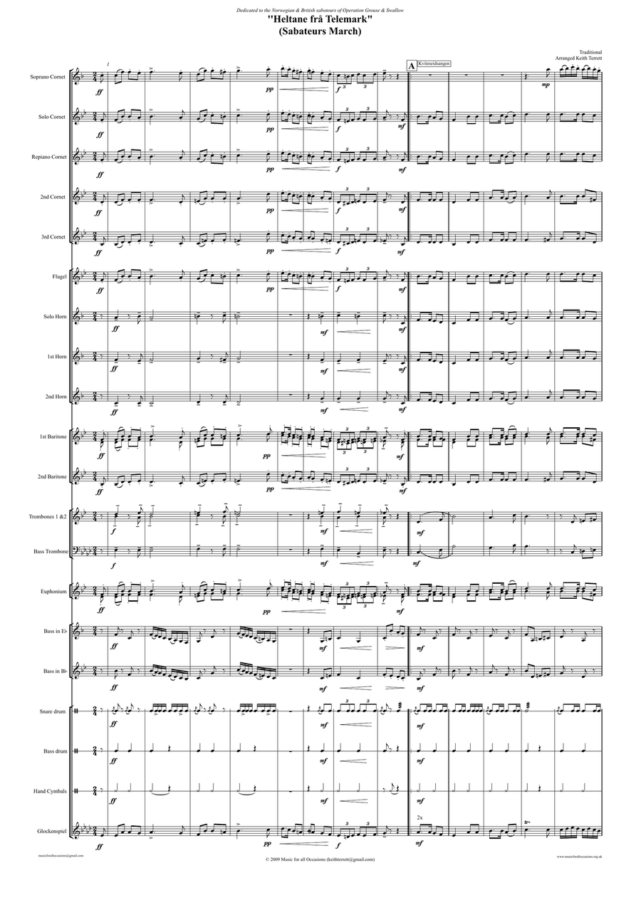 Heroes of Telemark (The) March for Brass Band ''Keith Terrett Classic March Collection'' Concert Band scores gallery preview page 2