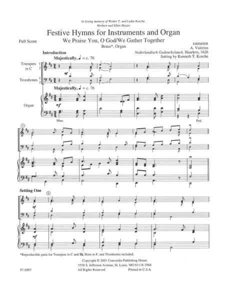Festive Hymns for Organ and Instruments: Kremser