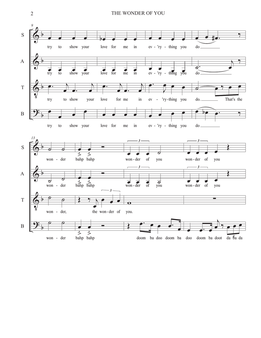 The Wonder Of You 4-Part scores gallery preview page 2