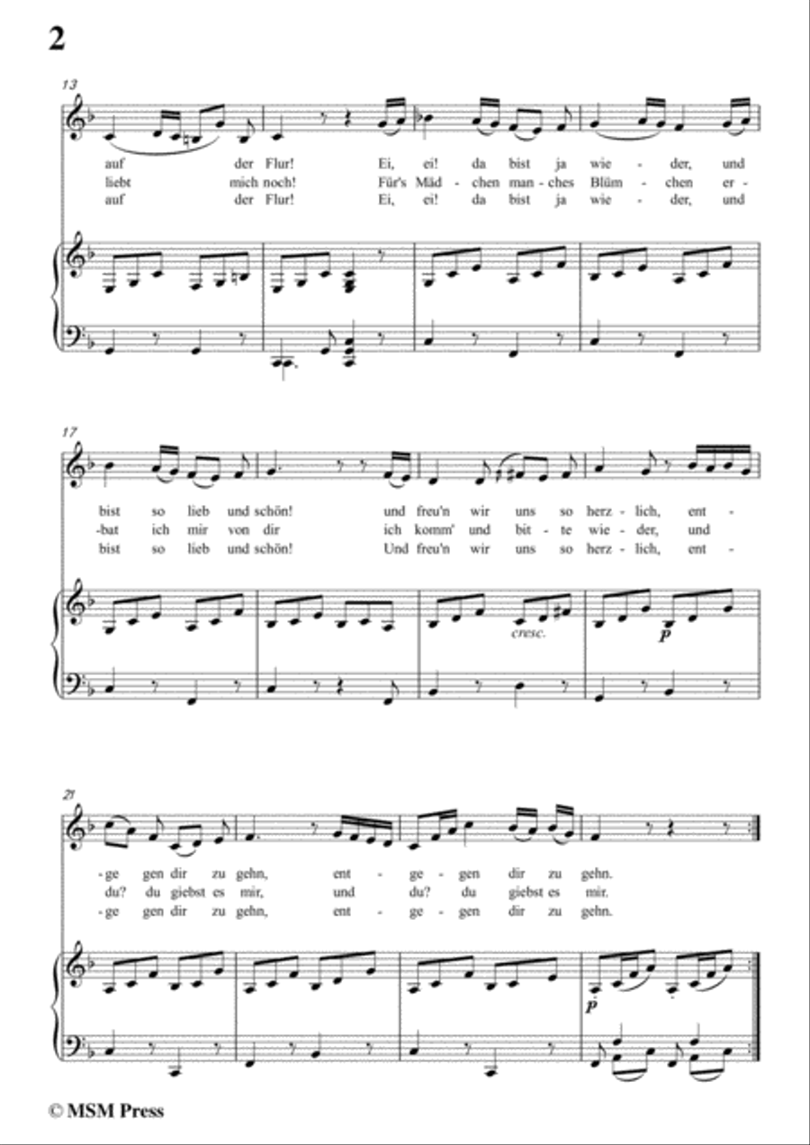 Schubert-An den Frühling,in F Major,for Voice&Piano Voice scores gallery preview page 4