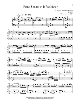 Piano Sonata In B-flat Major, K. 281