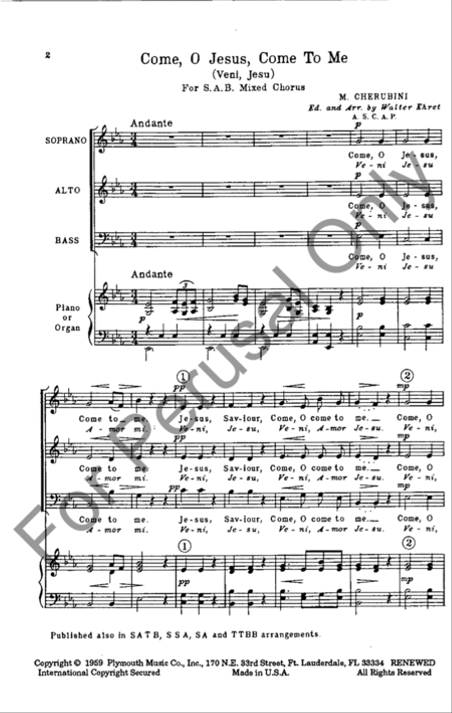 Come, O Jesus, Come To Me 3-Part scores gallery preview page 2