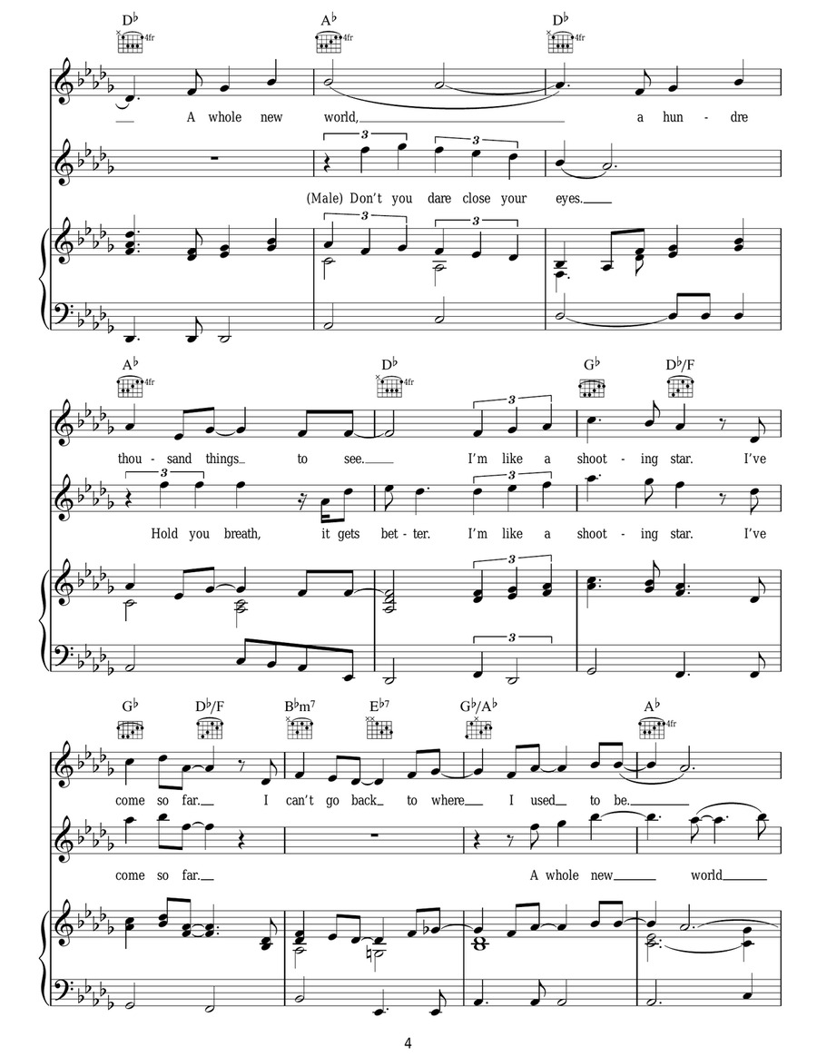 A Whole New World (from Aladdin) Guitar scores gallery preview page 4