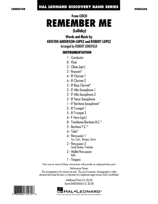 Book cover for Remember Me - Conductor Score (Full Score)