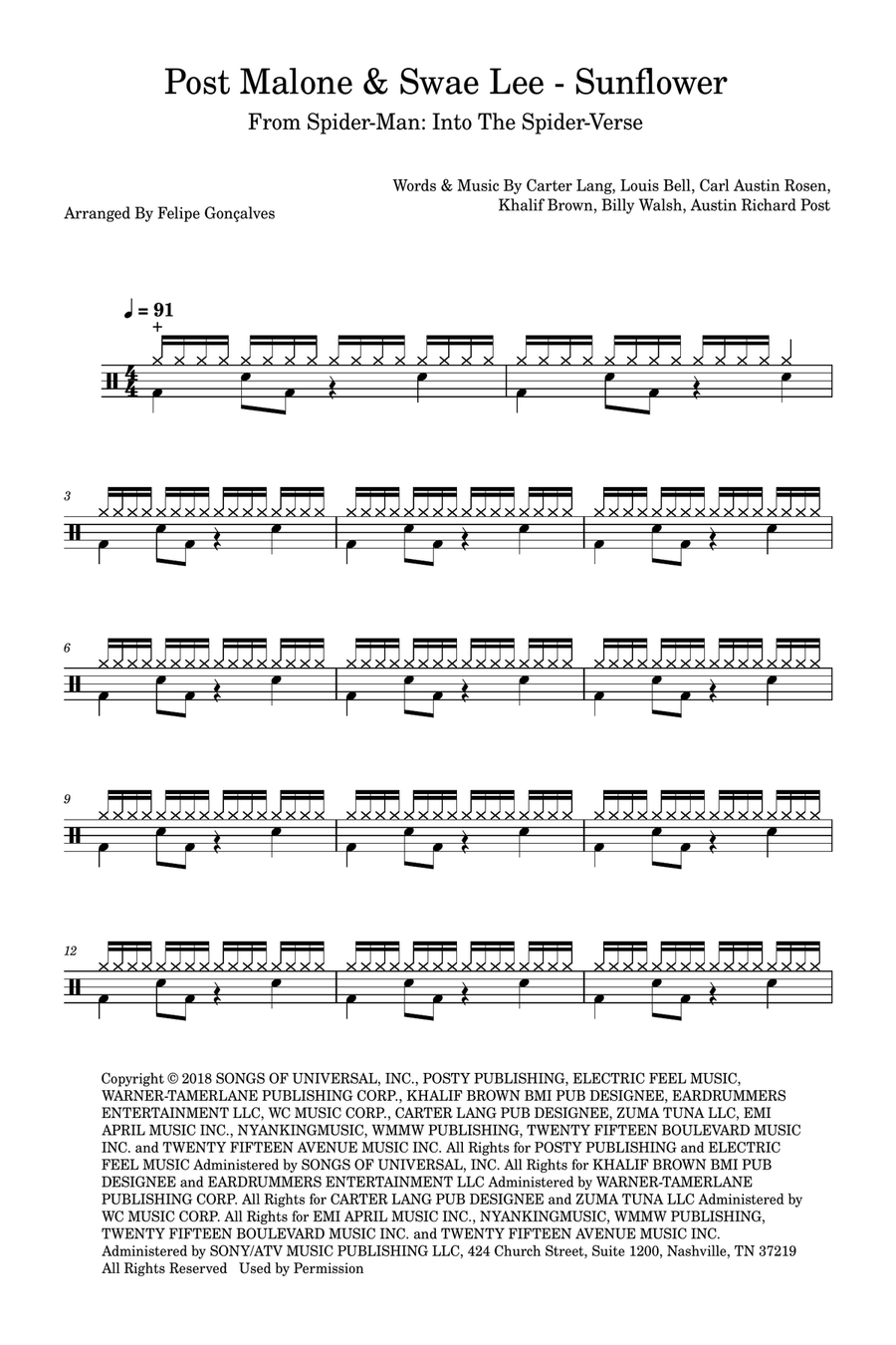 Sunflower Drum Set scores gallery preview page 1