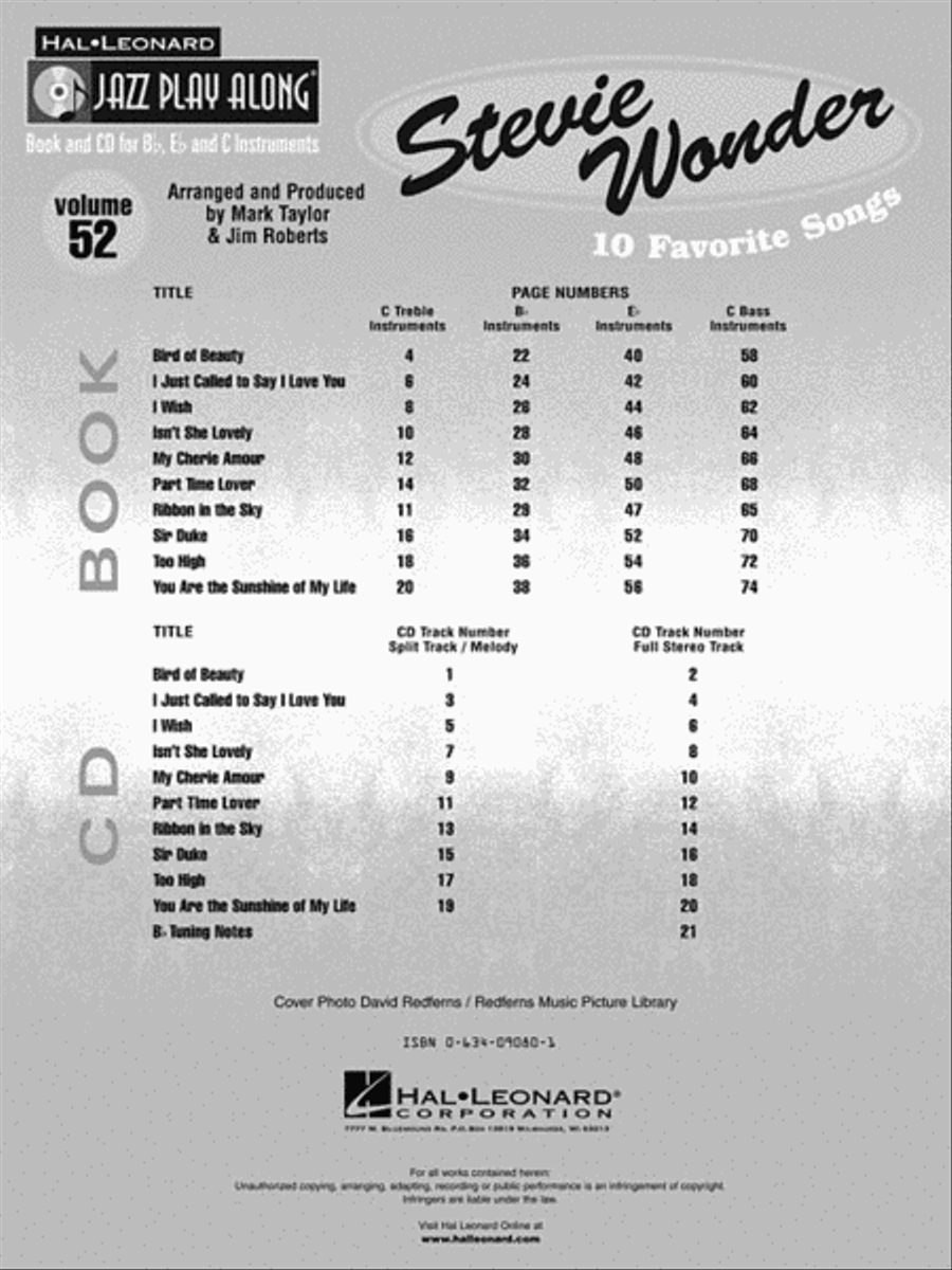 Stevie Wonder Stevie Wonder Accompaniment CD scores gallery preview page 3