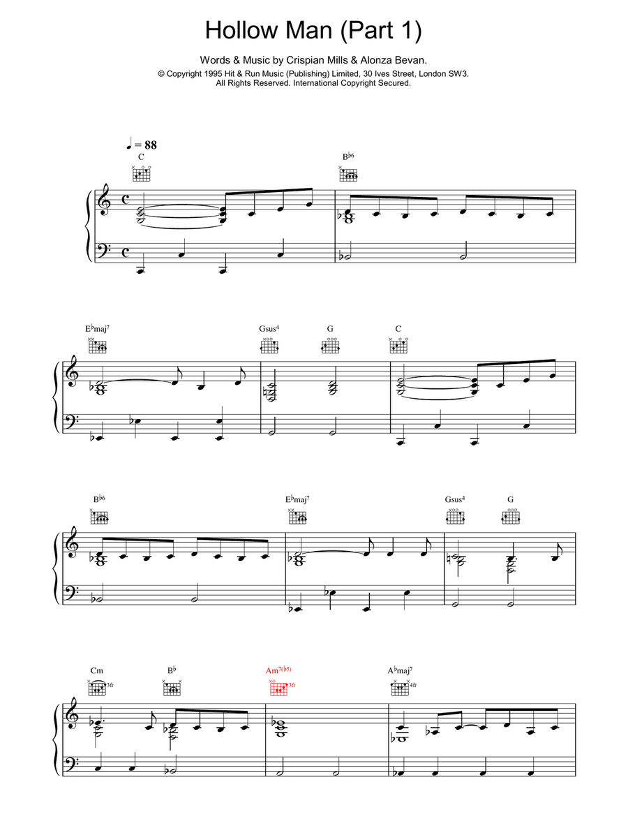 Hollow Man (Part 1) Piano, Vocal, Guitar scores gallery preview page 1