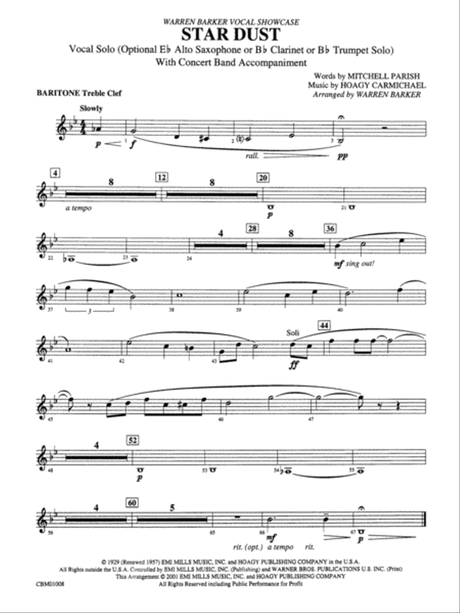 Star Dust: Baritone T.C. Star Dust: Baritone T.C. Concert Band scores gallery preview page 1