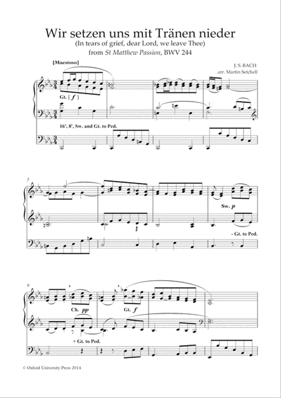 Wir setzen uns mit Tränen nieder, from St Matthew Passion, BWV 244 Organ scores gallery preview page 2