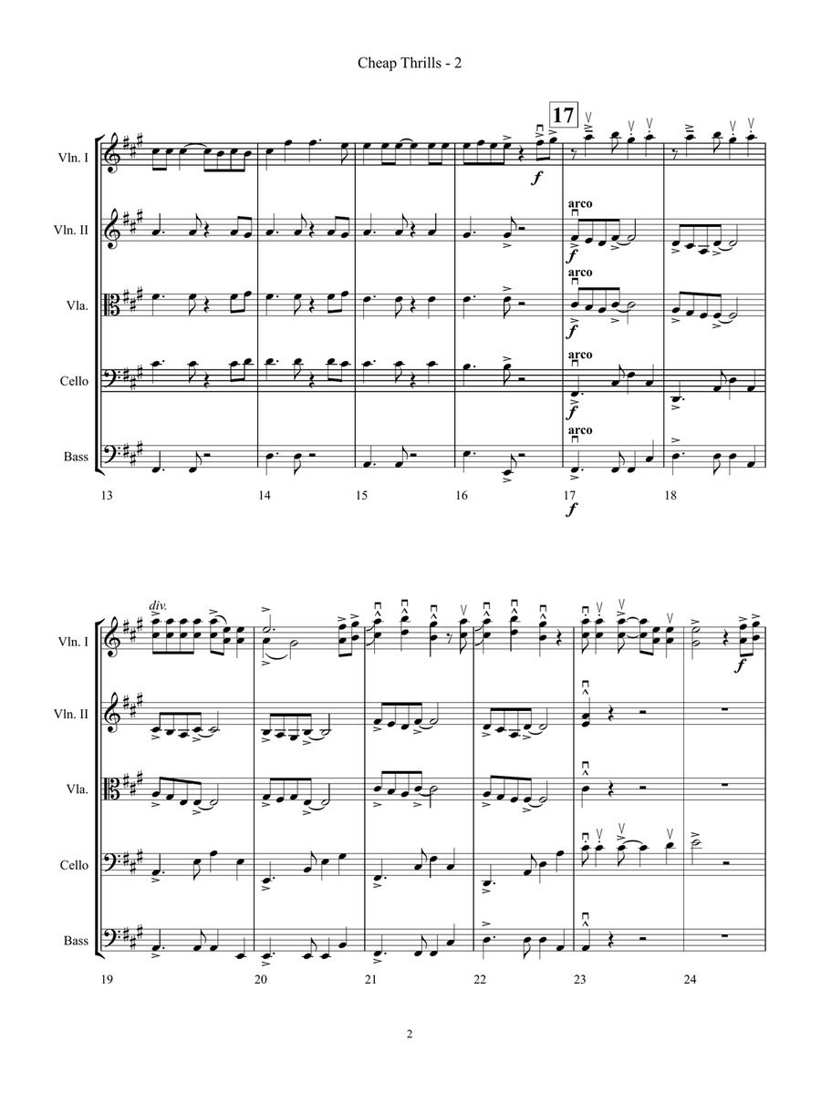 Cheap Thrills String Orchestra scores gallery preview page 2
