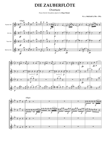 Overture from the Opera "The Magic Flute" for Saxophone Quartet (SATB) image number null