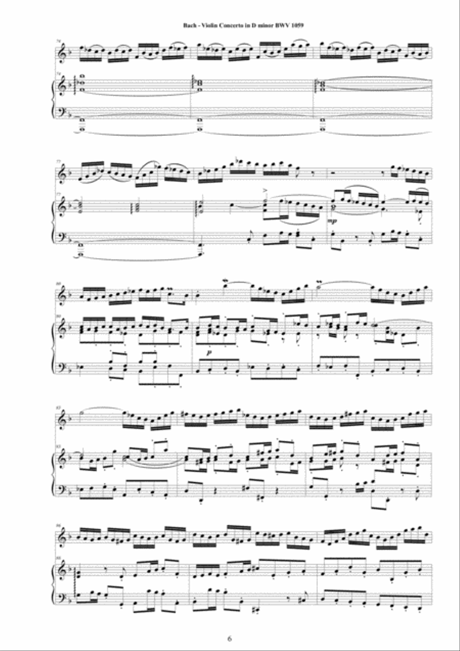 Bach - Violin Concerto in D minor BWV 1059 for Violin and Piano Violin Solo scores gallery preview page 6