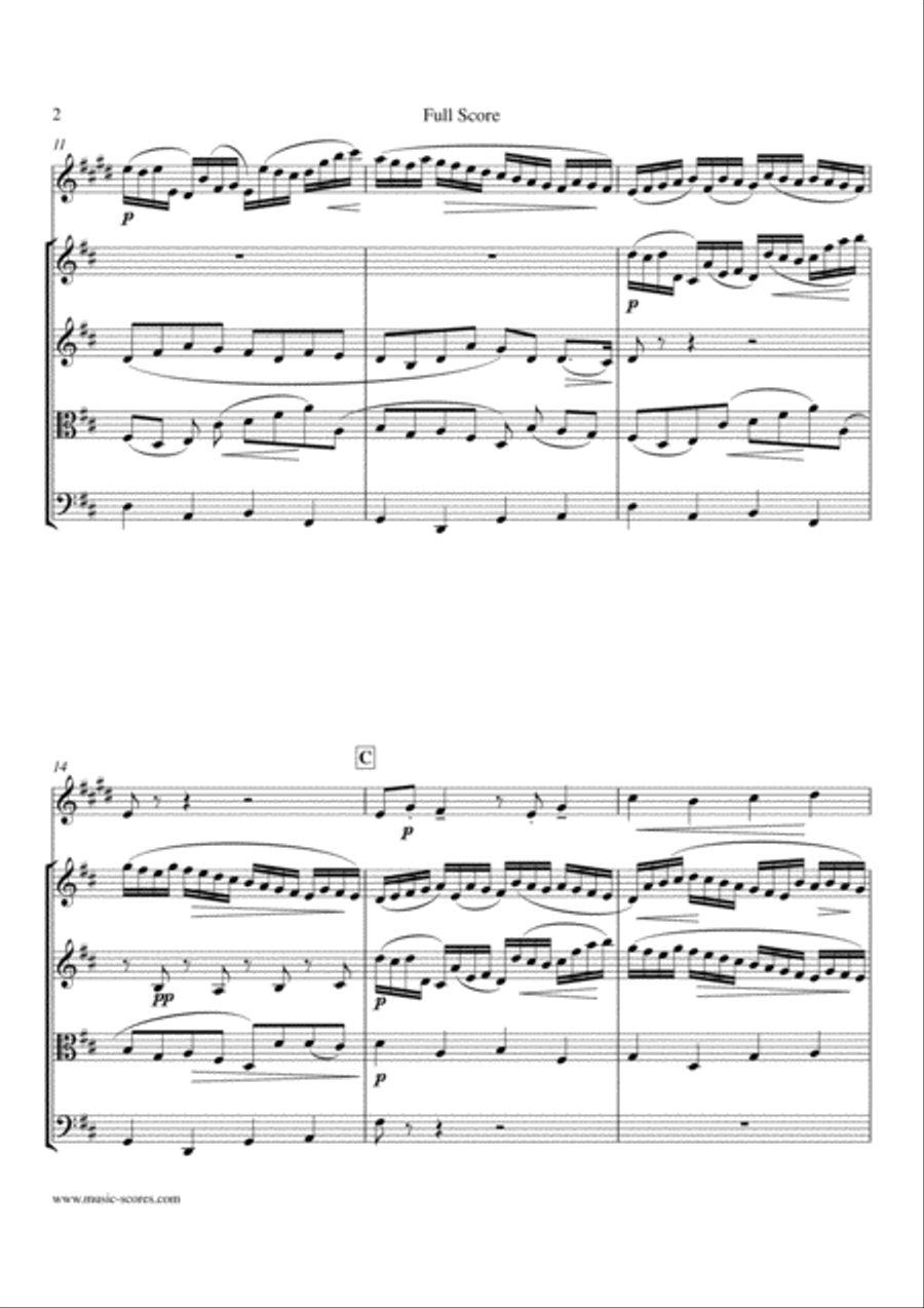 Pachelbel's Canon - String Quartet and Trumpet Chamber Orchestra scores gallery preview page 2