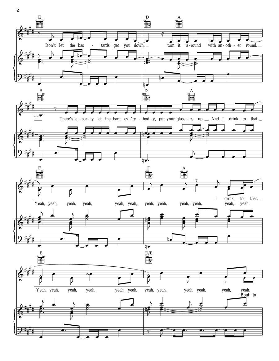 Cheers (Drink To That) Piano, Vocal, Guitar scores gallery preview page 2