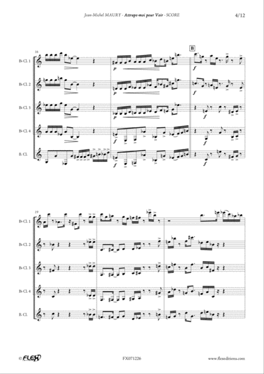 Attrape-moi pour Voir Clarinet Quintet scores gallery preview page 4
