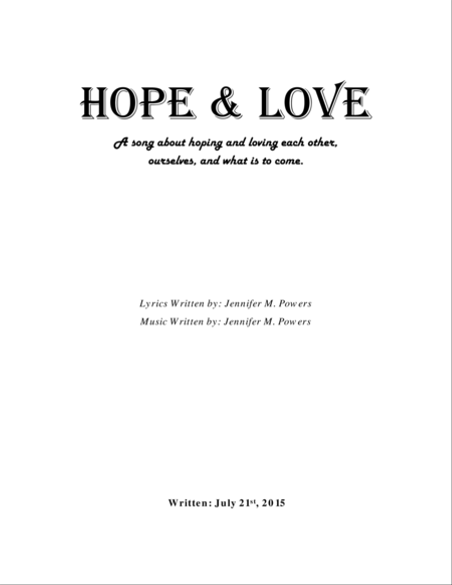 Hope & Love | Sheet Music with Lyrics Piano, Vocal, Guitar scores gallery preview page 1