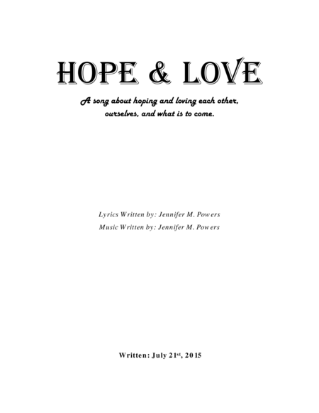 Hope & Love | Sheet Music with Lyrics image number null
