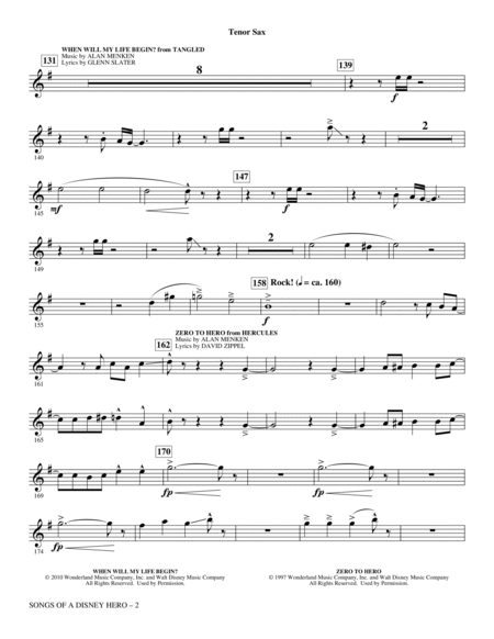 Songs of a Disney Hero - Tenor Saxophone