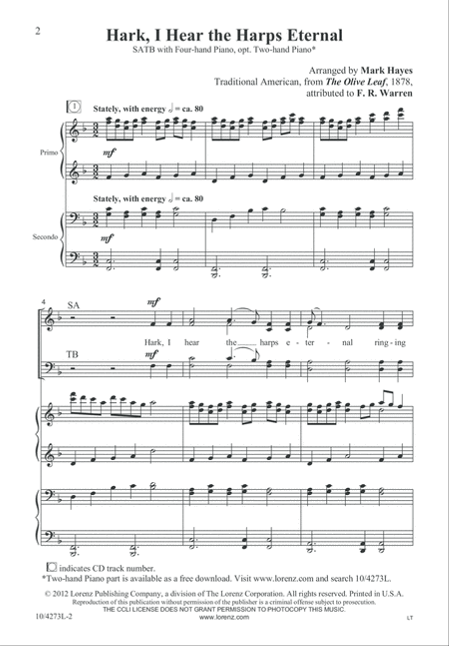 Hark, I Hear the Harps Eternal 4-Part scores gallery preview page 3