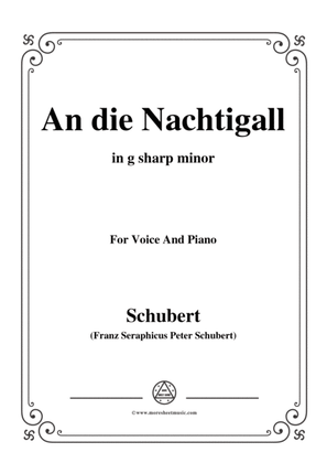Book cover for Schubert-An die Nachtigall,Op.172 No.3,in g sharp minor,for Voice&Piano