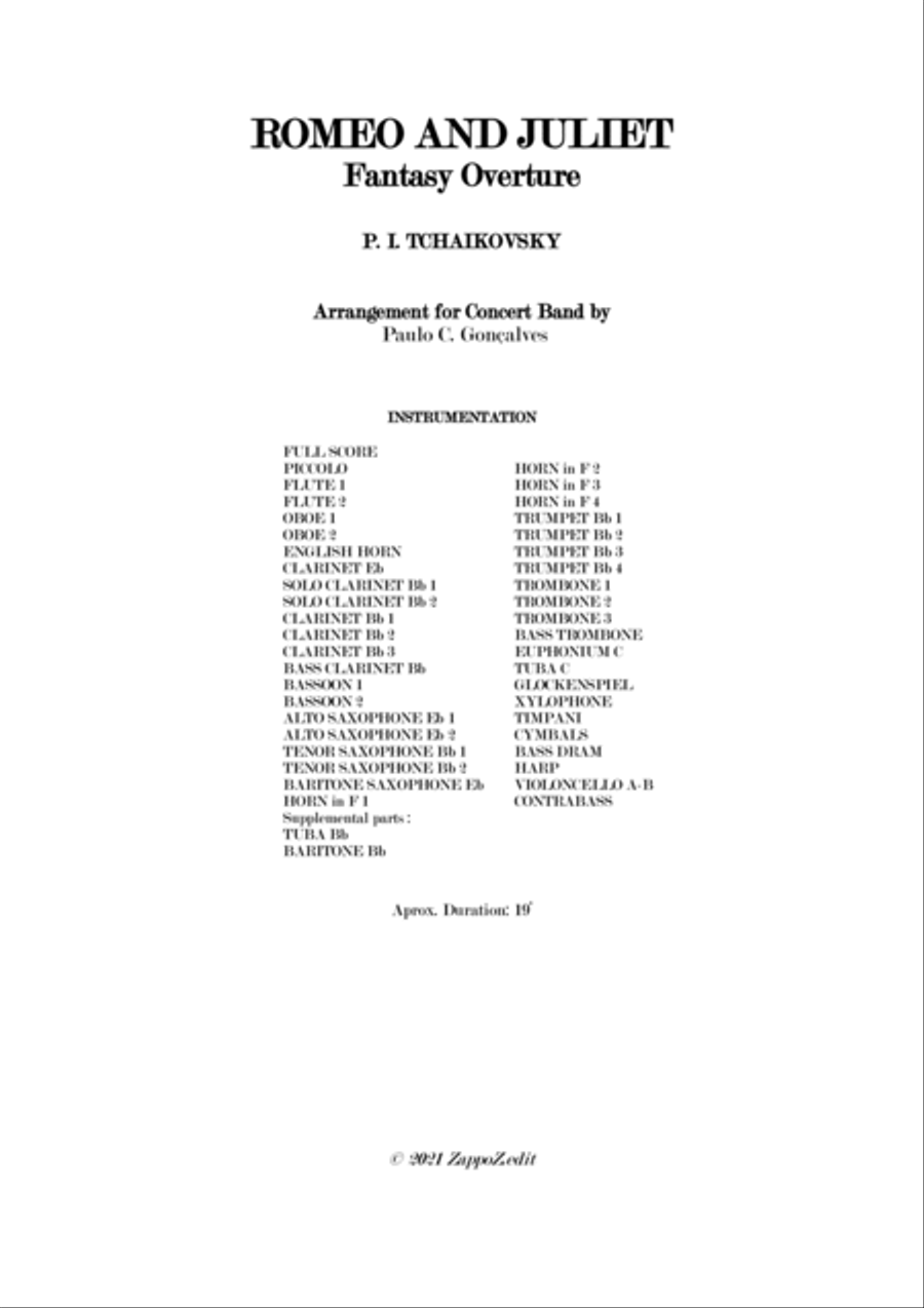 ROMEO AND JULIET - Fantasy Overture - P. I. TCHAIKOVSKY Concert Band scores gallery preview page 2