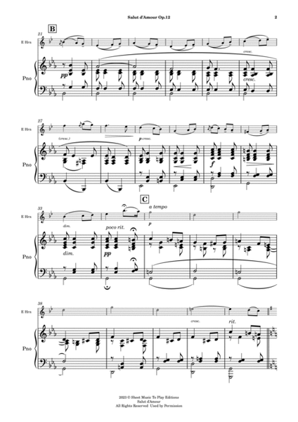 Salut d'Amour by Elgar - English Horn and Piano (Full Score and Parts) image number null