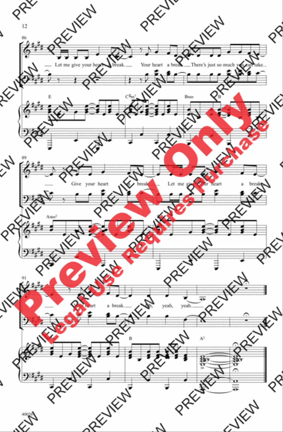 Give Your Heart a Break Give Your Heart a Break 4-Part scores gallery preview page 12