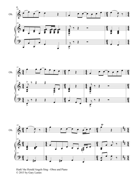 HARK! THE HERALD ANGELS SING (Duet – Oboe and Piano/Score and Parts) image number null