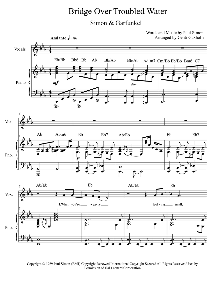 Bridge Over Troubled Water Bridge Over Troubled Water Voice scores gallery preview page 2