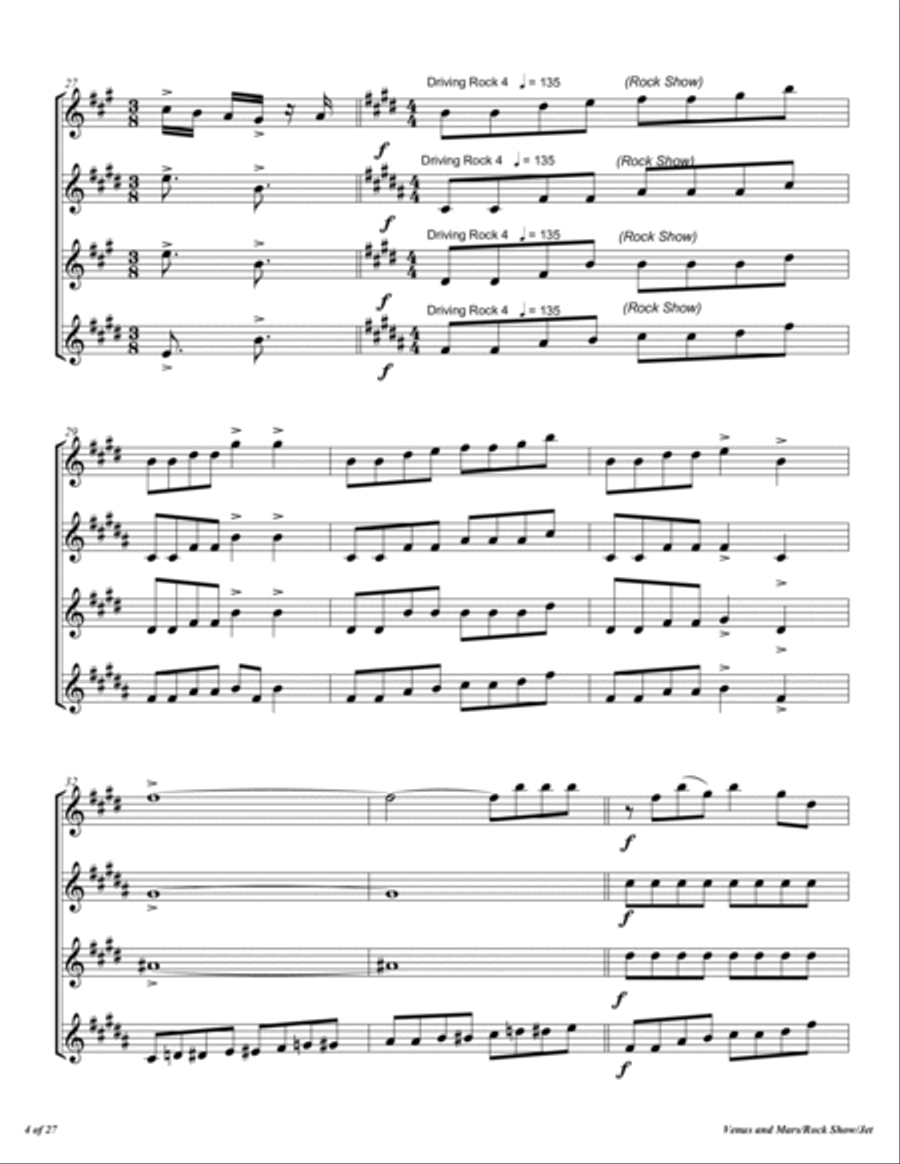 Venus And Mars/ Rock Show/ Jet Woodwind Quartet scores gallery preview page 5