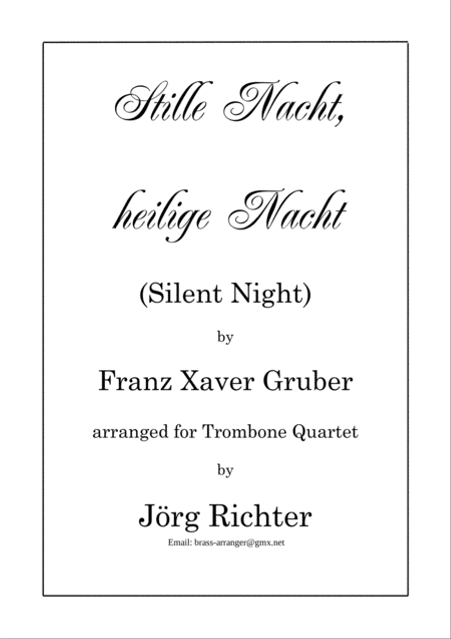 Silent Night (Stille Nacht, heilige Nacht) for Trombone Quartet Brass Quartet scores gallery preview page 1