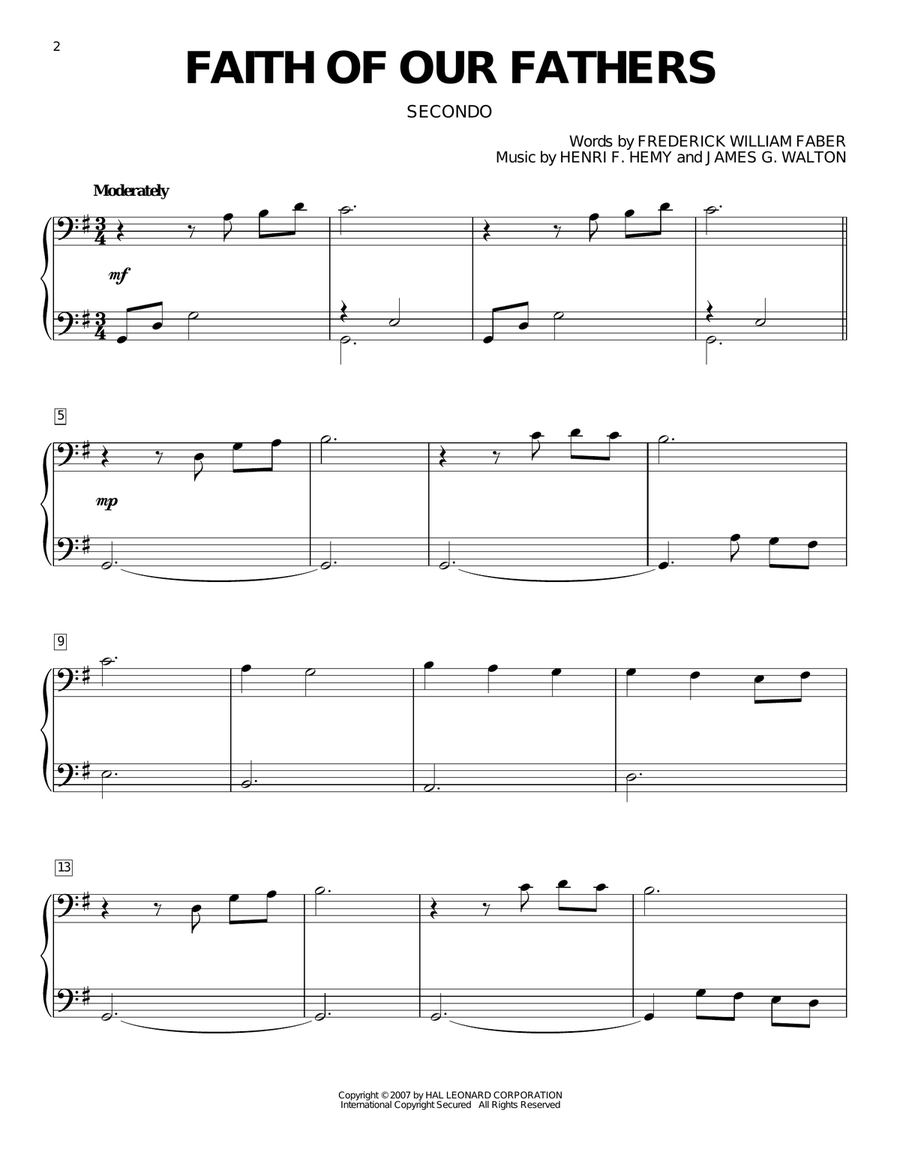 Faith Of Our Fathers (arr. Larry Moore) Piano Duet scores gallery preview page 1