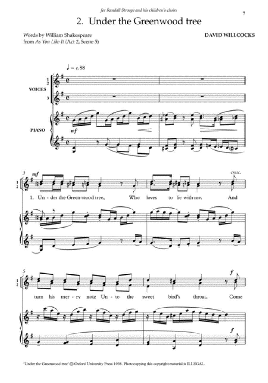 Five Shakespeare Songs 3-Part scores gallery preview page 3
