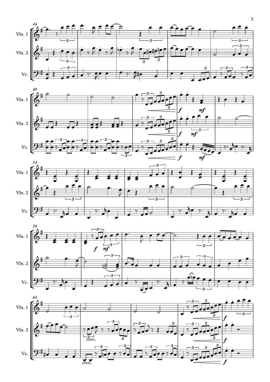 Isn't She Lovely String Trio scores gallery preview page 3