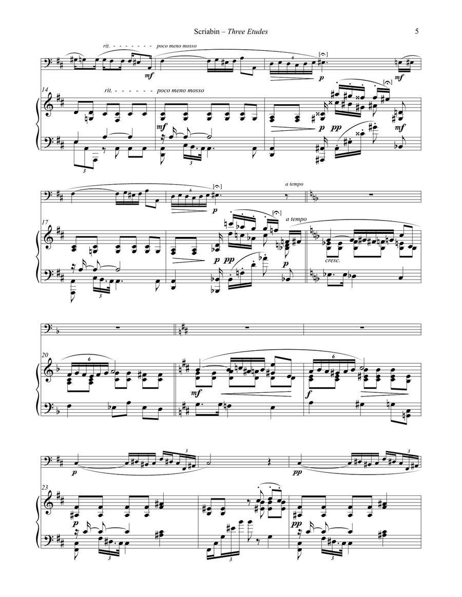 Three Etudes for Tuba or Bass Trombone and Piano Bass Trombone scores gallery preview page 5