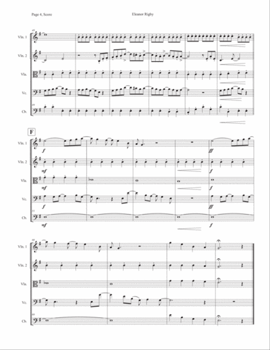 Eleanor Rigby String Quintet scores gallery preview page 4