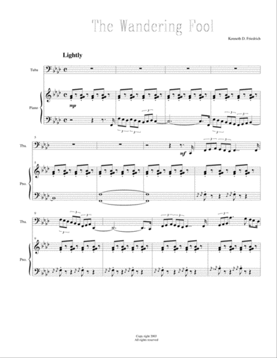 The Wandering Fool Piano scores gallery preview page 1