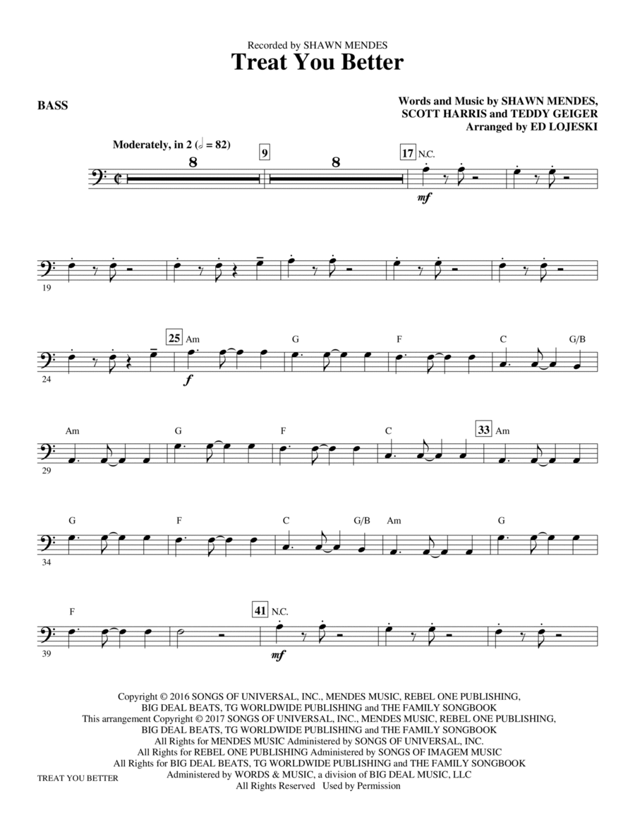 Treat You Better - Bass Choir scores gallery preview page 1