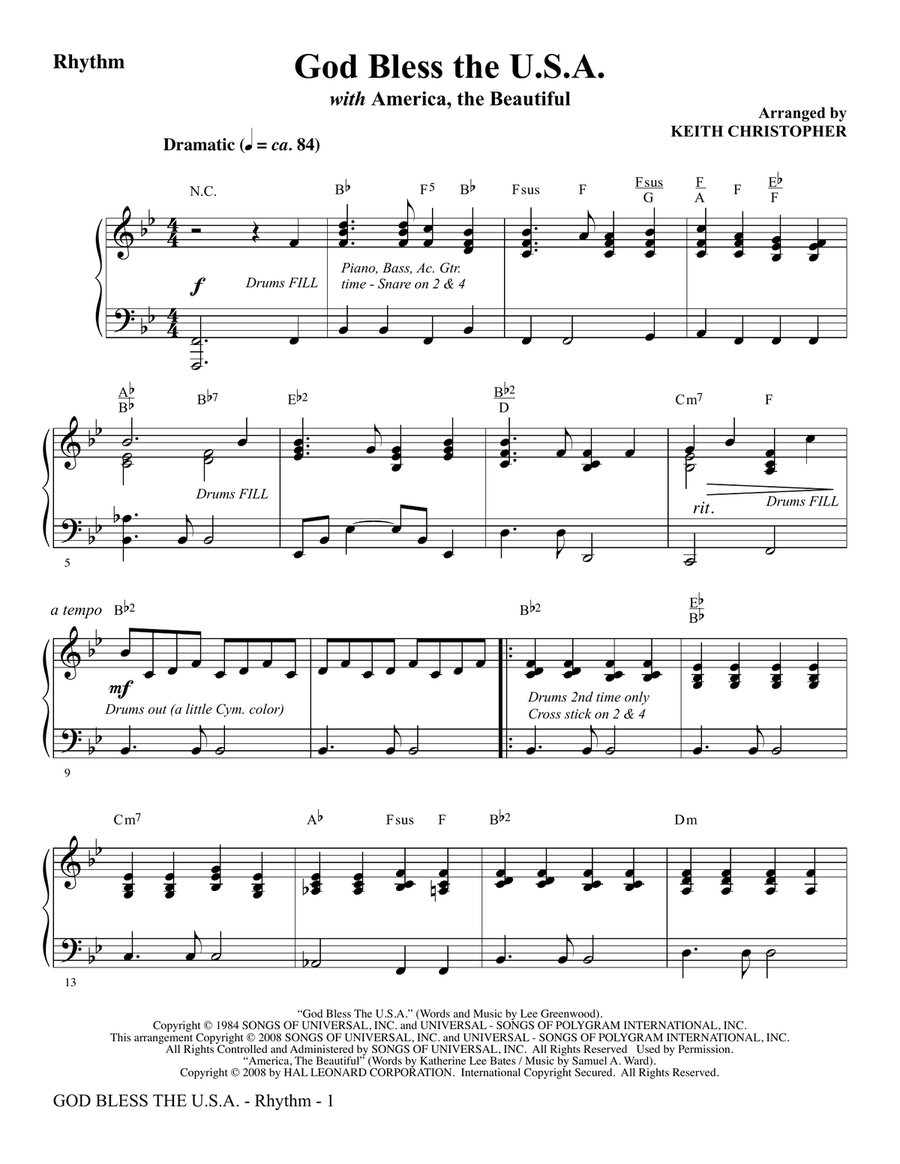 God Bless The U.S.A (with America, The Beautiful) - Violin 1, 2