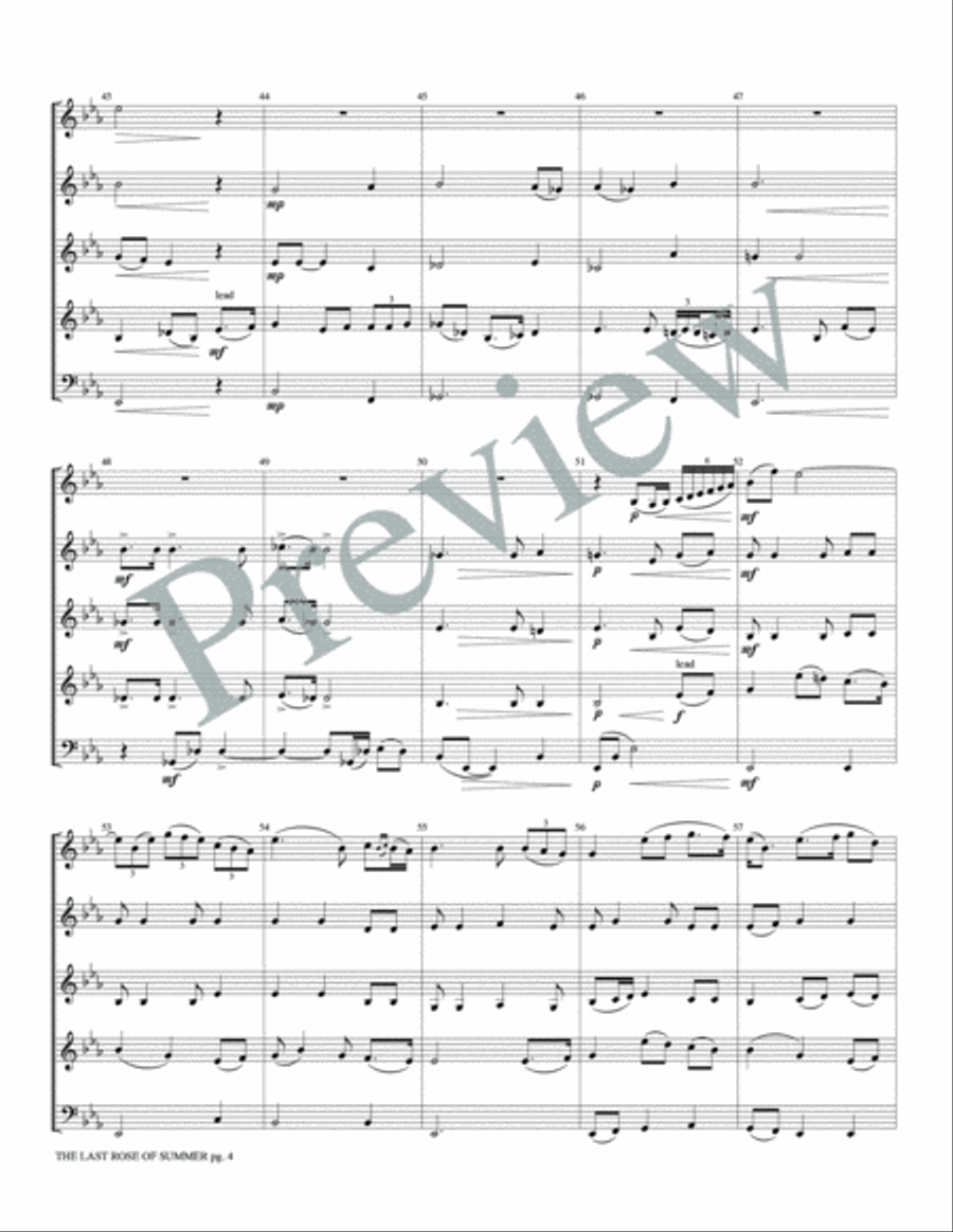 The Last Rose of Summer Woodwind Ensemble scores gallery preview page 6