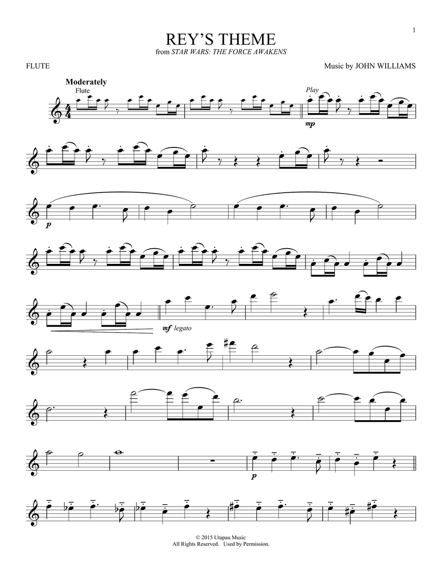 Rey s Theme from Star Wars The Force Awakens by John Williams Flute Solo Digital Sheet Music Sheet Music Plus