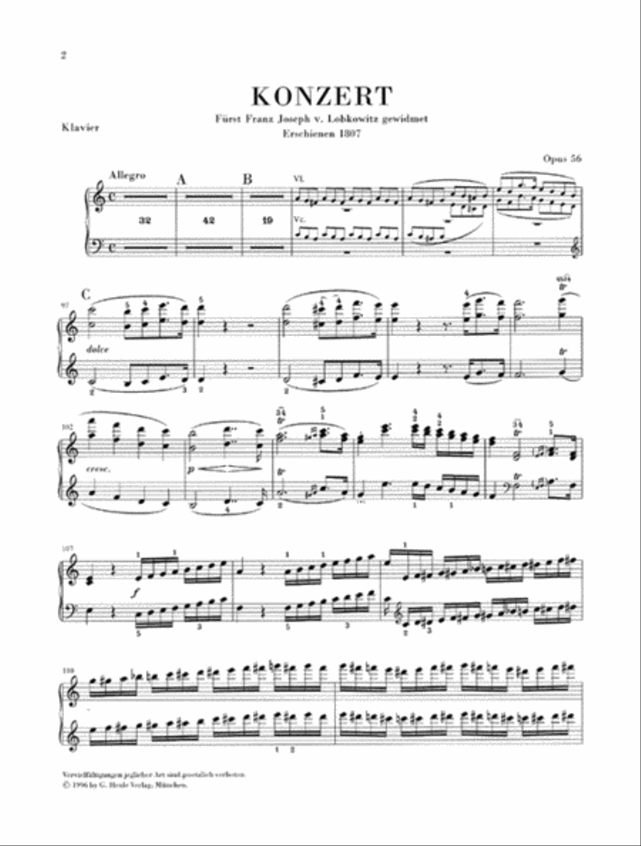 Concerto C major for Piano, Violin, Violoncello and Orchestra [Triple Concerto] op. 56 Violin scores gallery preview page 3