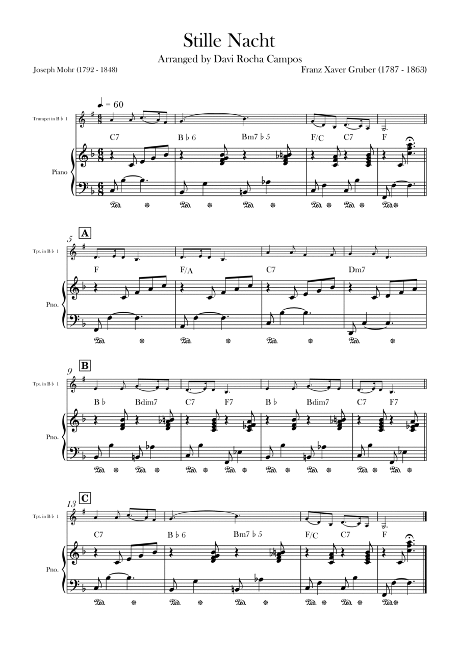 Stille Nacht B-Flat Trumpet scores gallery preview page 1