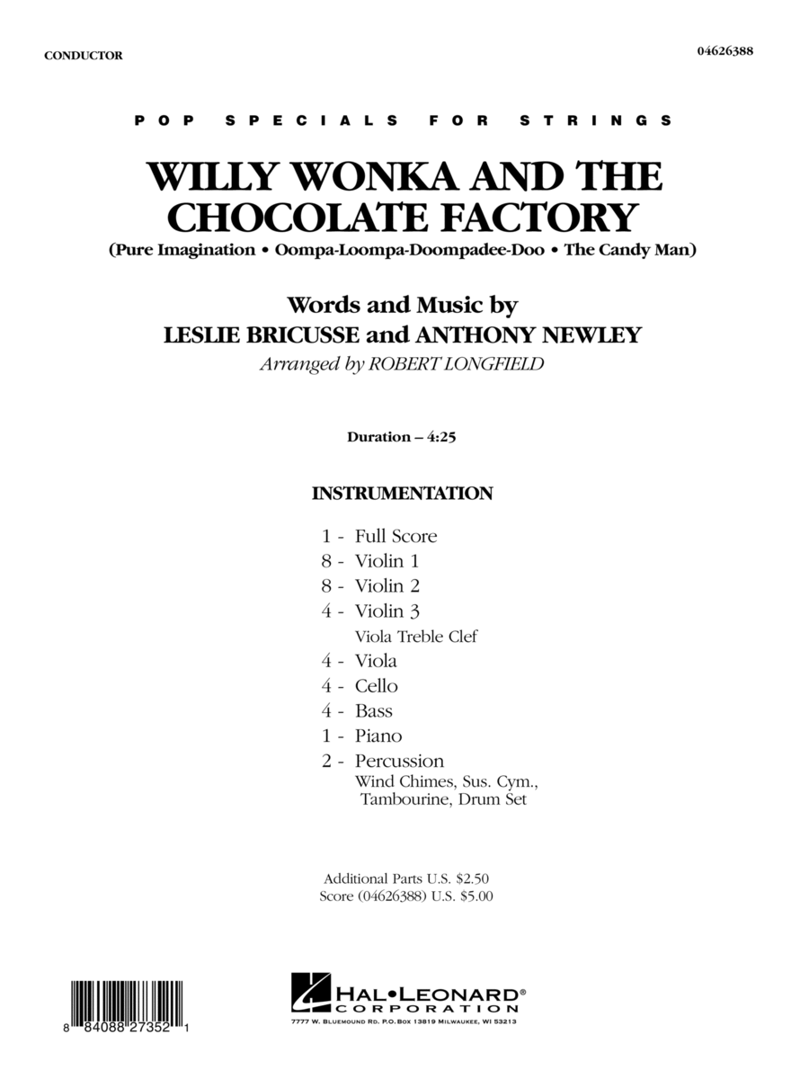 Willy Wonka And The Chocolate Factory (Medley) - Full Score