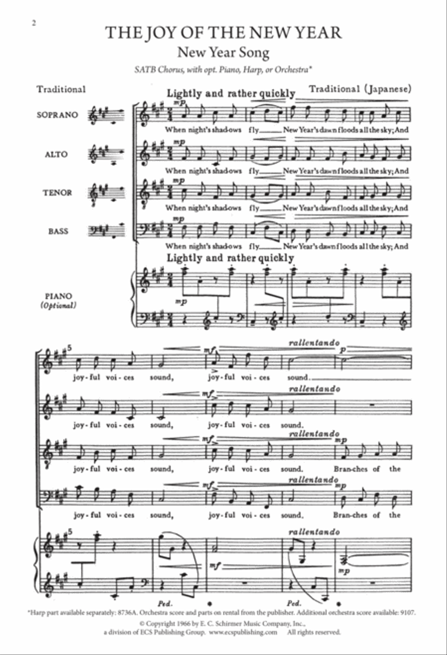 The Seven Joys of Christmas: 5. The Joy of the New Year: New Year Song 4-Part scores gallery preview page 2